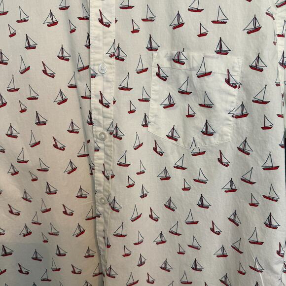 J CREW Men's Button Down Short Sleeve White Nautical Shirt Size XL Vacation - Picture 3 of 10